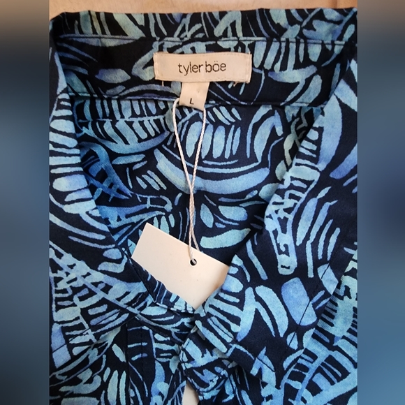 NWT TYLER BOE Womens Button Up Blouse Shirt Long Sleeve Blue Hot Air Balloons - Picture 3 of 9